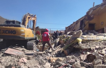 الهلال الأحمر المغربي  - استمرار عمليات رفع الأنقاض و البحث عن ناجين من الزلزال